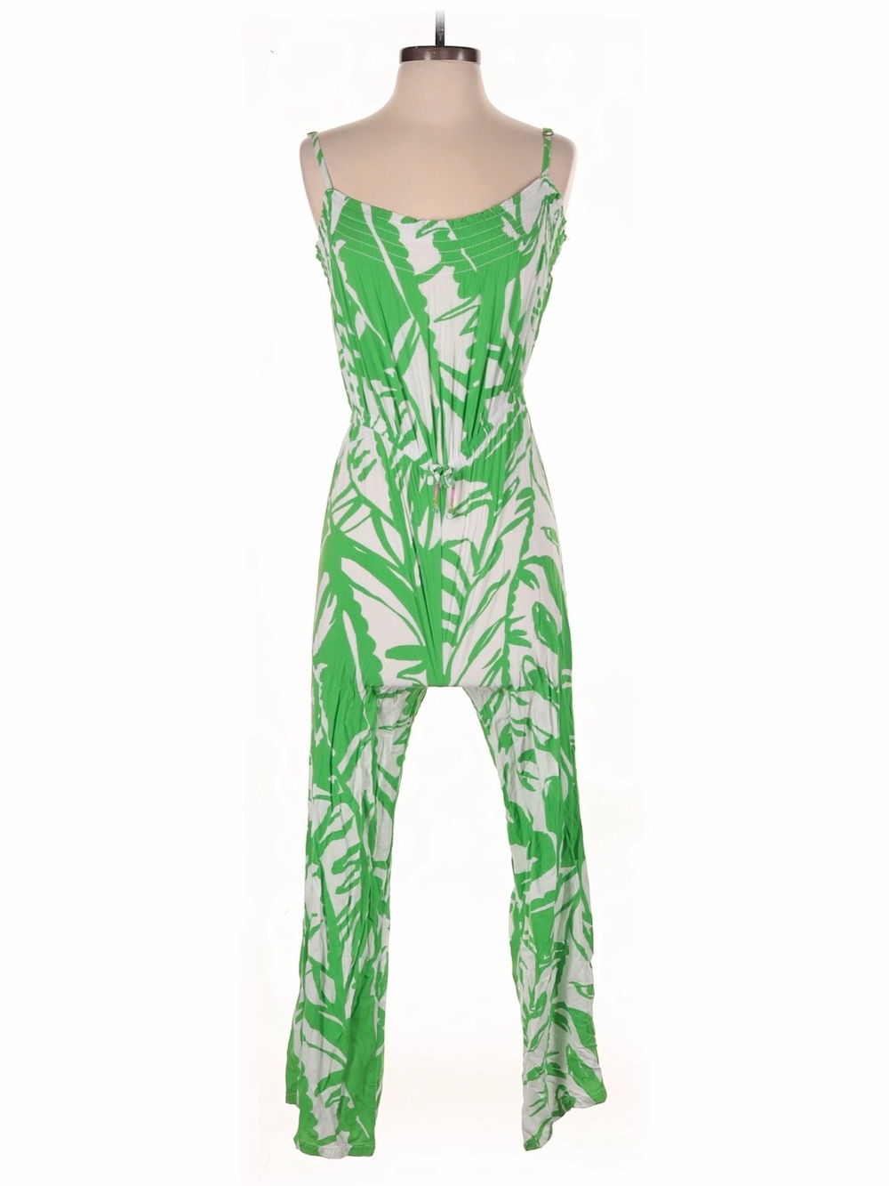 Lilly Pulitzer for Target Green and White Palm-Print Spaghetti-Strap Jumpsuit